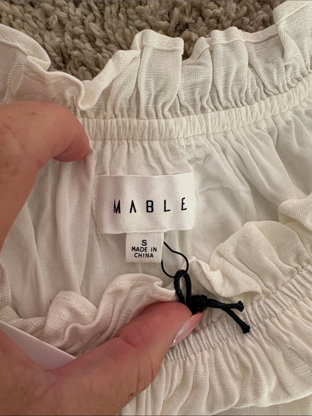 MABLE White Ruffled Off-Shoulder dress